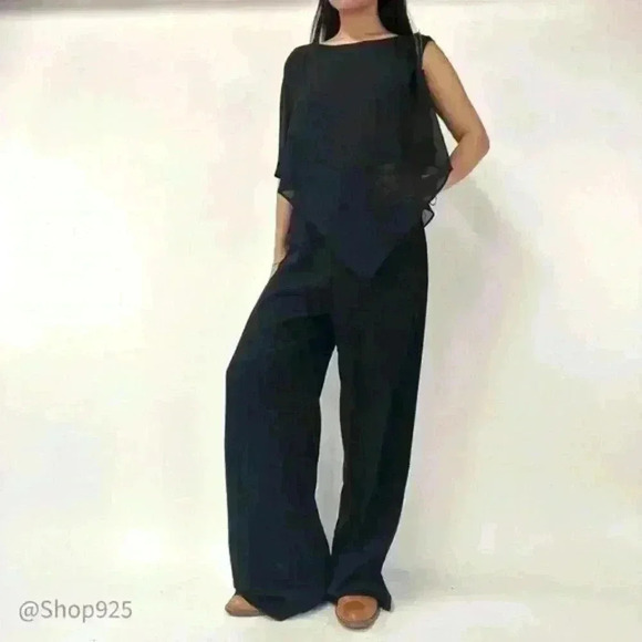 Le Chateau Black  Inverted V Jumpsuit - Picture 2 of 9